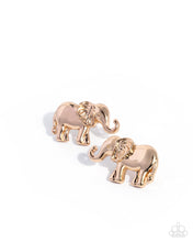 Load image into Gallery viewer, Elephant Eloquence Gold Post Earrings