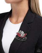 Load image into Gallery viewer, Sledding Shimmer Red Brooch