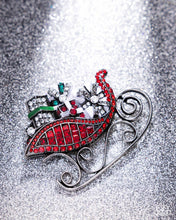 Load image into Gallery viewer, Sledding Shimmer Red Brooch