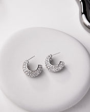 Load image into Gallery viewer, Twinkle Rhodium Plated Cache Hoop Earrings