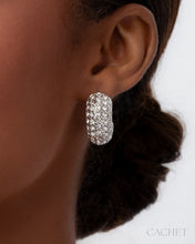 Load image into Gallery viewer, Twinkle Rhodium Plated Cache Hoop Earrings