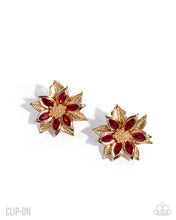 Load image into Gallery viewer, Perceptive Poinsettia Red Clip On Earrings
