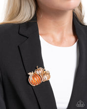 Load image into Gallery viewer, Pumpkin Pattern Orange Brooch