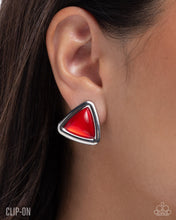 Load image into Gallery viewer, Triangular Taste Red Clip On Earrings