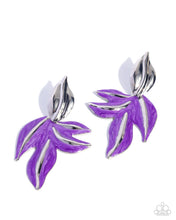 Load image into Gallery viewer, Leafy Lineup Purple Post Earrings