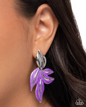 Load image into Gallery viewer, Leafy Lineup Purple Post Earrings