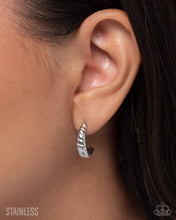 Load image into Gallery viewer, Twisted Transit Silver Hoop Earrings
