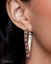 Load image into Gallery viewer, Spontaneous Shine Red Hinged Hoop Earrings
