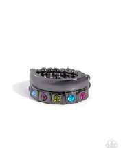 Load image into Gallery viewer, Shimmer Squared Black Skinny Band Ring