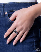 Load image into Gallery viewer, Shimmer Squared Black Skinny Band Ring