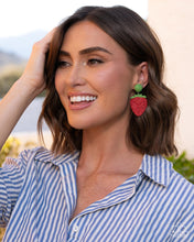 Load image into Gallery viewer, Strawberry Silhouette Red Earrings