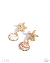 Load image into Gallery viewer, Coastal Craze Gold Clip On Earrings