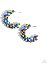 Load image into Gallery viewer, Balloon Backdrop Blue Hoop Earrings