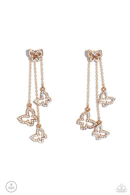 Boisterous Butterfly Gold Jacket Earrings