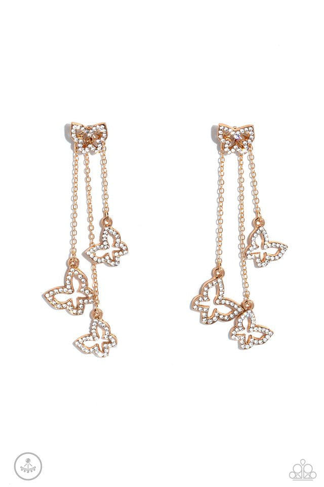 Boisterous Butterfly Gold Jacket Earrings