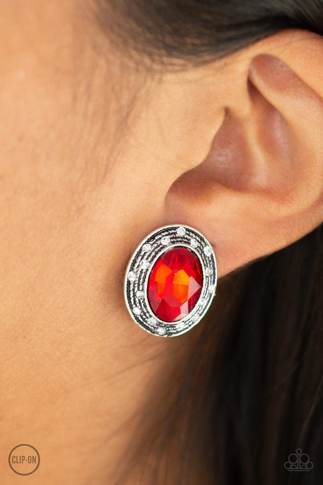 East Side Etiquette Red Clip On Earrings