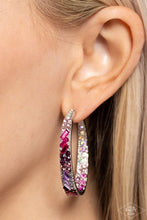 Load image into Gallery viewer, Glitzy by Association Multi/Pink Hoop Earrings
