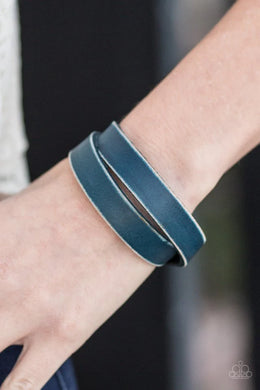 Tough As Leather Blue Snap Bracelet