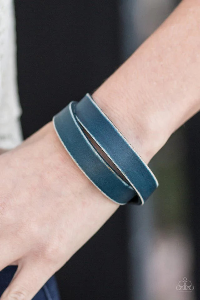 Tough As Leather Blue Snap Bracelet