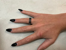Load image into Gallery viewer, Heart Me Out Black Skinny Band Ring