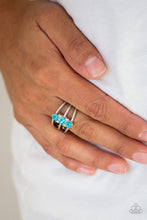 Load image into Gallery viewer, Triple Crown Winner Blue Skinny Band Ring