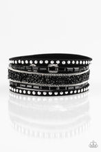 Load image into Gallery viewer, Rhinestone Rocker Black with Silver Wrap