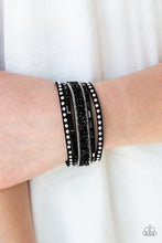 Load image into Gallery viewer, Rhinestone Rocker Black with Silver Wrap