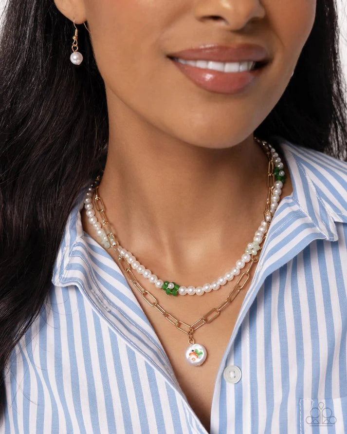 Painted Pageantry Green Necklace