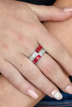 Load image into Gallery viewer, Put Them in Check Red Skinny Band Ring