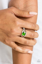 Load image into Gallery viewer, Couldn't Care Flawless Green Skinny Band Ring