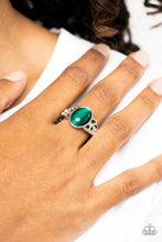 Load image into Gallery viewer, Crystal’s and Cat’s Eye Green Skinny Band Ring