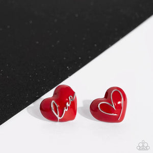 Glimmering Love Red Post Earrings