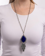 Load image into Gallery viewer, Stamped Statement Blue Necklace