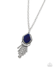 Load image into Gallery viewer, Stamped Statement Blue Necklace