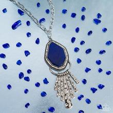 Load image into Gallery viewer, Stamped Statement Blue Necklace