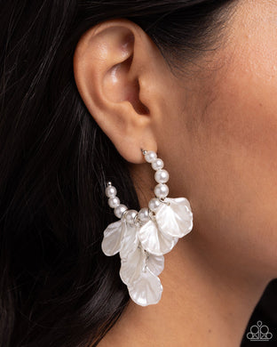 Frilly Feature White Hoop Earrings