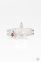 Load image into Gallery viewer, Star Spangled Starlet Red Skinny Band Ring