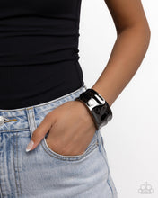 Load image into Gallery viewer, Hammered Hope Black Hinged Bracelet