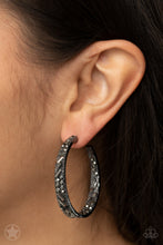 Load image into Gallery viewer, GLITZY By Association Black Blockbuster Hoop Earrings