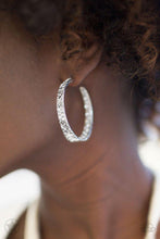 Load image into Gallery viewer, GLITZY by Association White Hoop Blockbuster Earrings
