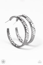 Load image into Gallery viewer, GLITZY By Association Gunmetal Blockbuster Hoop Earrings