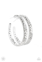 Load image into Gallery viewer, GLITZY by Association White Hoop Blockbuster Earrings