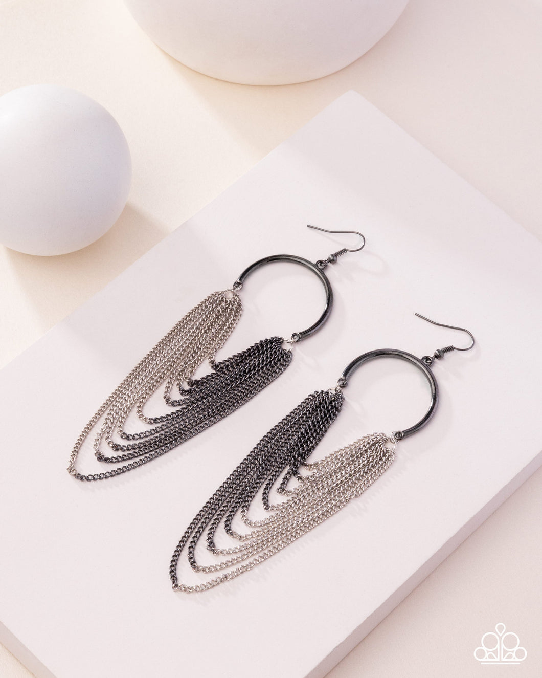 Focused Fringe Black Earrings