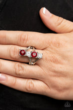 Load image into Gallery viewer, Duplicating Dazzle Red Skinny Band Ring