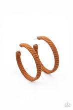 Load image into Gallery viewer, Suede Parade Brown Hoop Earrings
