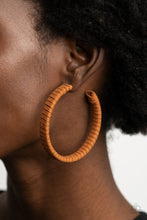 Load image into Gallery viewer, Suede Parade Brown Hoop Earrings