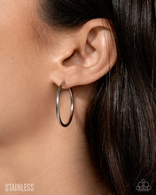 Load image into Gallery viewer, Surmounting Sheen Silver Hinged Hoop Earrings