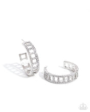 Load image into Gallery viewer, Bridging Brilliance White Hoop Earrings