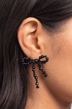 Load image into Gallery viewer, The BOW Must Go On Black Post Earrings