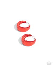 Load image into Gallery viewer, Colorfully Curiosity Red Hinged Hoop Earring